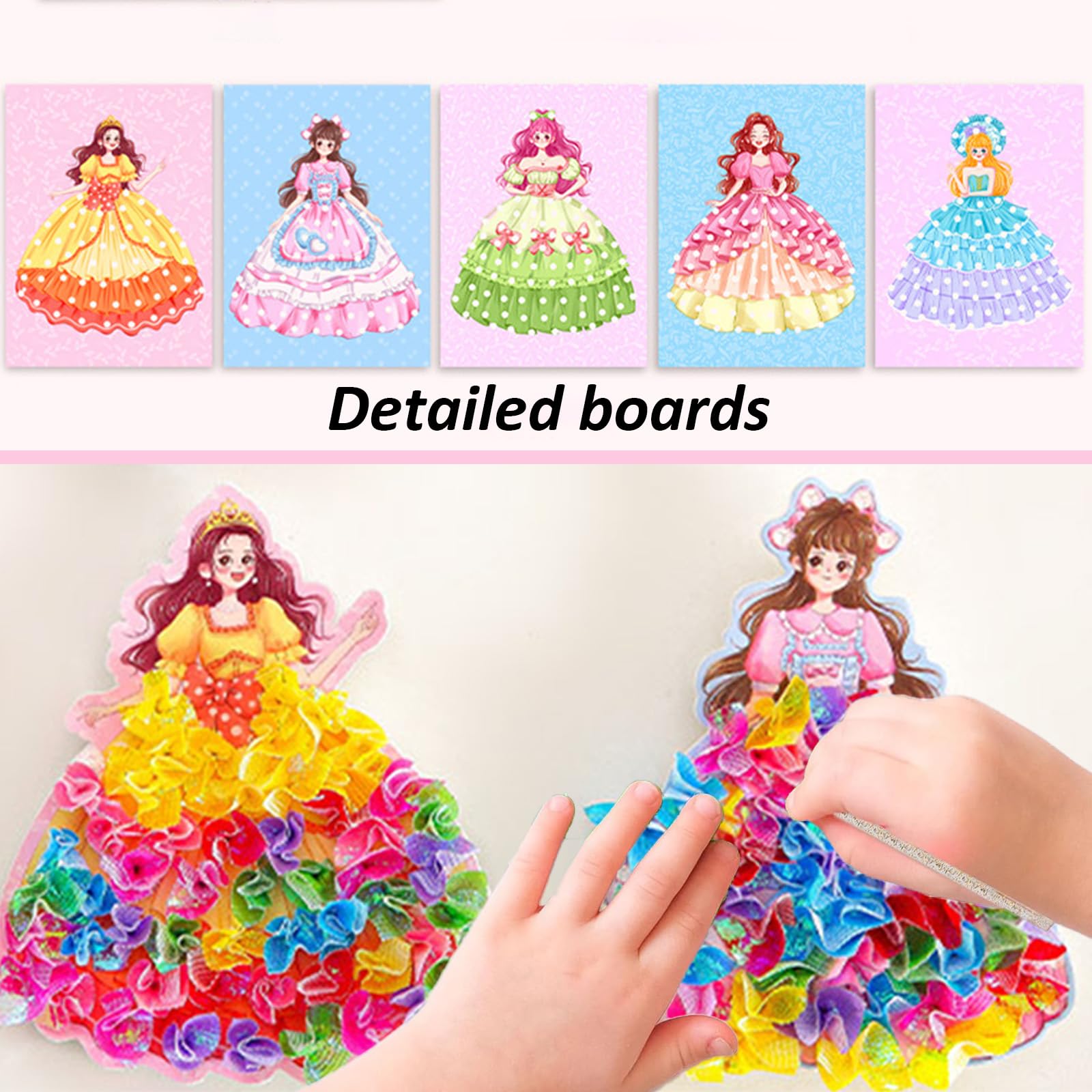 Poke Art for Girls Long Hair Princess Themed Poke in Art Set, DIY Arts and Crafts for Kids with 5 Boards - Image 4