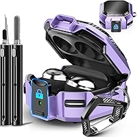 Vista 7 de Galafoki Fundas de fibra de carbono con bloqueo para Samsung Galaxy Buds FE (2023), Galaxy Buds 2 Pro Case 2022, Bud Pro 2021, Bud 2 2021, Bud Live