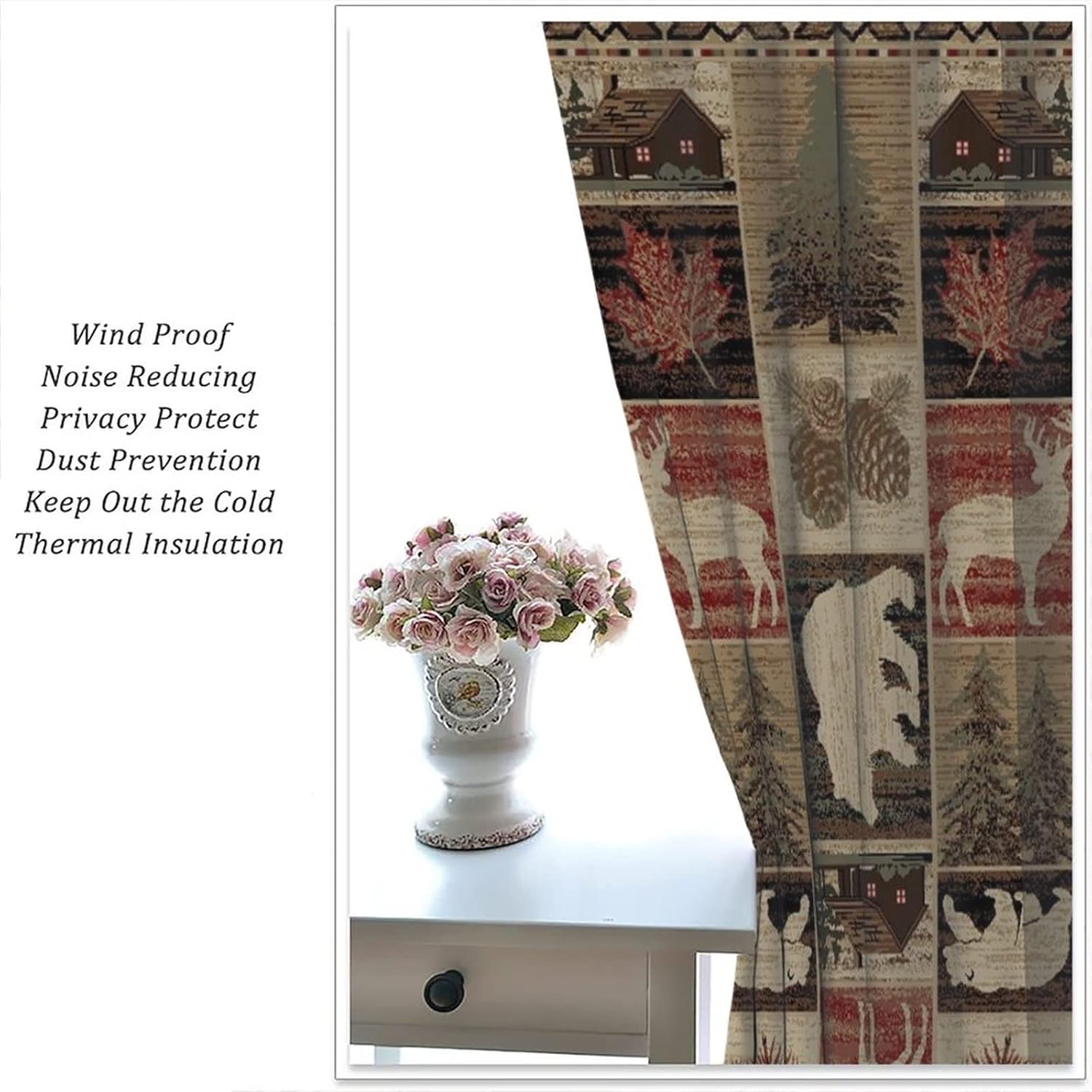 YCness Retro Rustic Curtains, Wild Bear Cabin Blackout Window Treatments for Bedroom,Vintage Country Style Lodge Drapes 2 Panel Sets,42x54 Inch