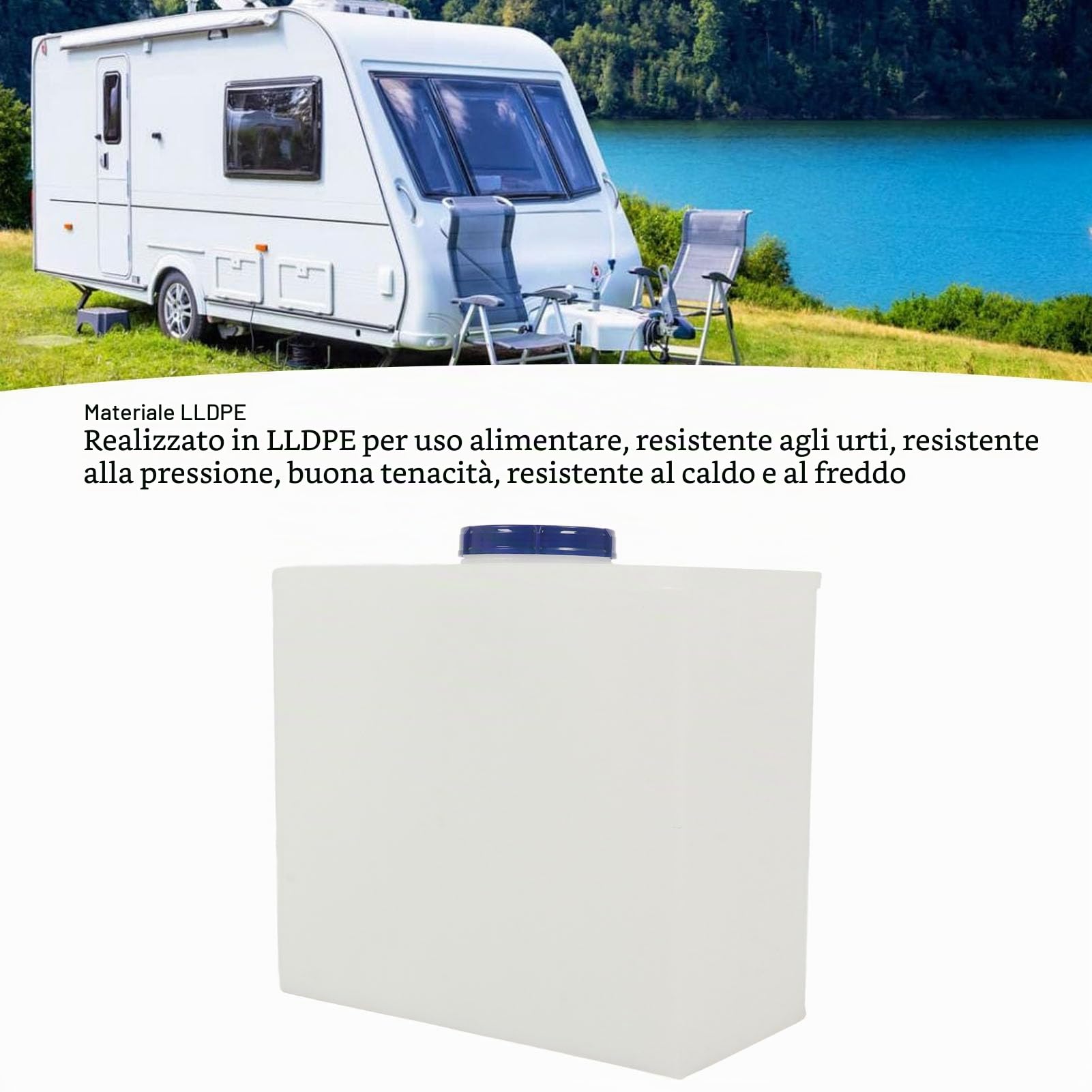 Serbatoio dell'acqua per camper da 7 galloni a prova di perdite LLDPE per uso alimentare 15,75x 14,17x 7,87 pollici Contenitore per acqua dolce per rimorchi Camper Barche