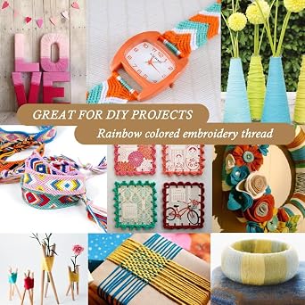 プレミアムレインボーカラー刺繍フロス - クロスステッチスレッド - フレンドシップブレスレットフロス - クラフトフロス - 1パックあたり12スキンの刺繍フロス、ウォームブラウングラデーション