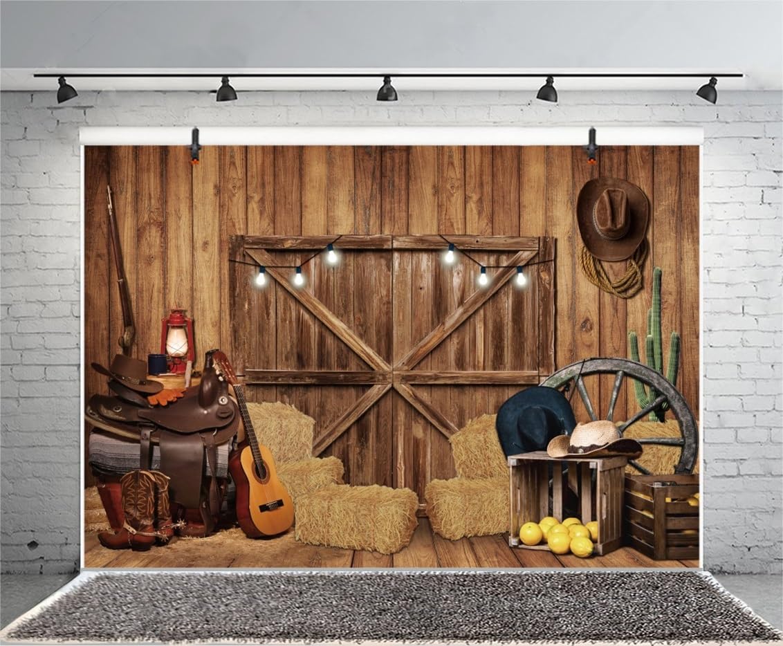 4,5x2,5m Vaquero del Oeste Telón de Fondo Rústico Granero del Oeste Telón de Fondo Granero de Madera Fiesta del Oeste Fondo Fotografico Decoración para Fiestas de cumpleaños