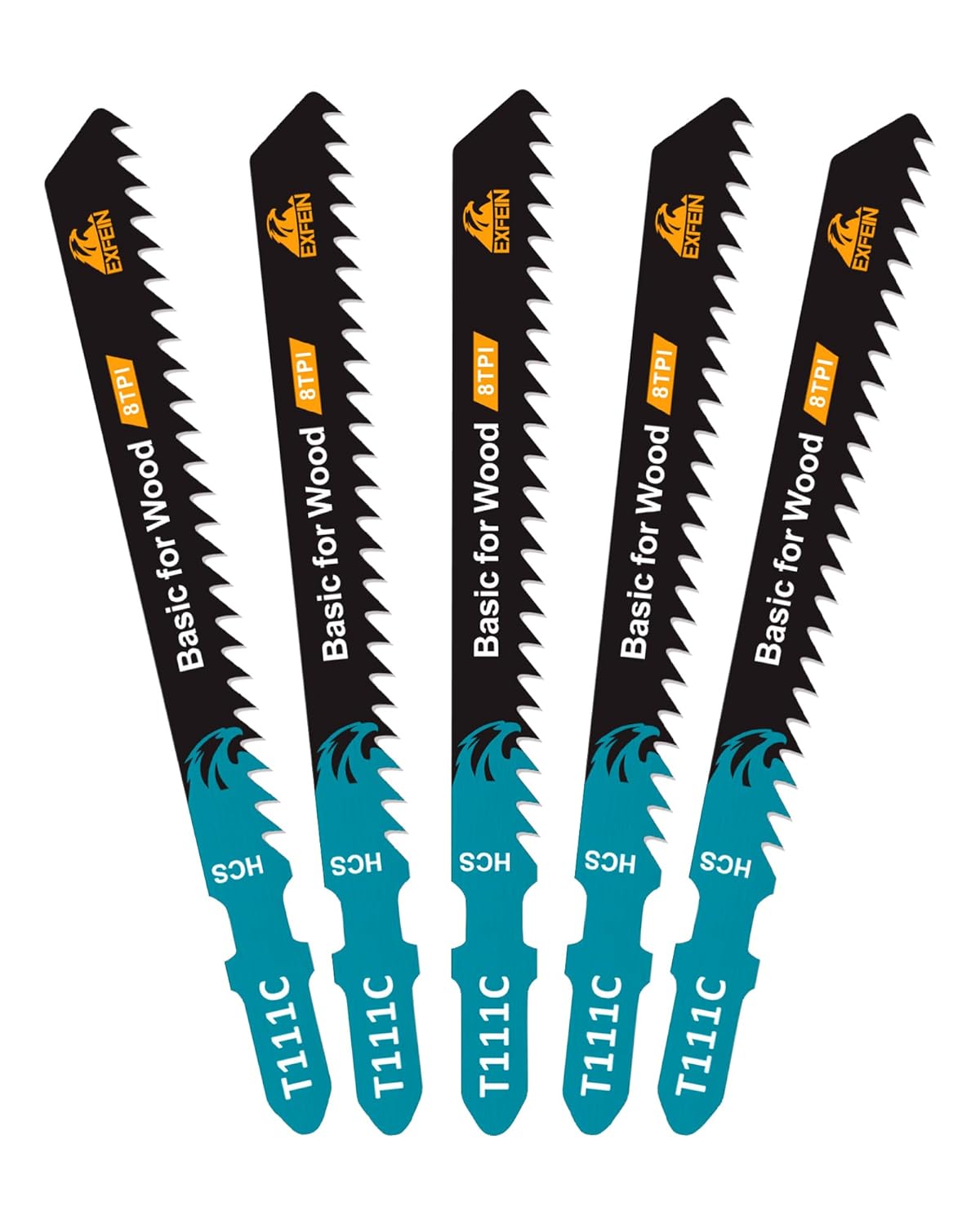 50PCS T-Shank Jig Saw Blades Set, EXFEIN Assorted Blades for Wood (T101AO,T101B,T101BR,T119BO,T308B,T144D,T111C,T344D)