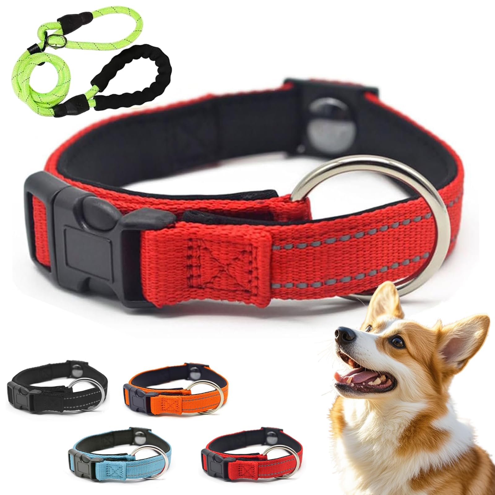 Pawliberation Magnetic Dog Collar, Pawliberation Dog Collar, Double-Layer Fabric with Breathable and Reflective Design, Magnetic Safety Reflective Dog Collar for Small Medium Large Dogs (Red)
