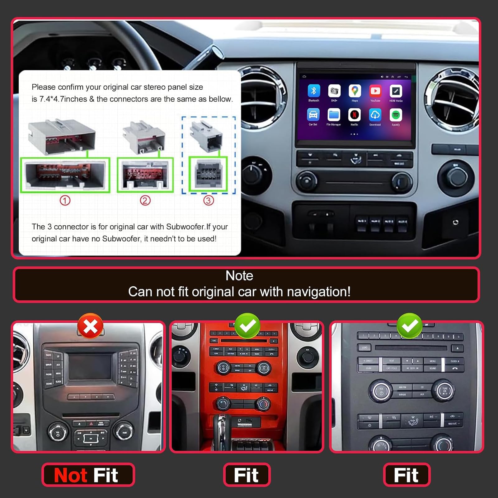 7"radio samochodowe stereo dla Ford Expedition ELMAX 2007-2014 CarPlay
