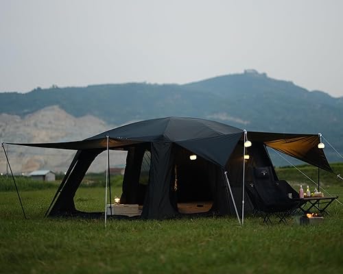 Miniatura 7 de Vidalido Tienda de campaña para 8 a 10 personas con 3 puertas y 2 habitaciones, tienda de campaña familiar grande, de doble capa, impermeable,
