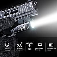 Vista 4 de OLIGHT PL-Mini 2 Valkyrie - Linterna táctica compacta de 600 lúmenes, magnética y recargable por USB con carril ajustable, linterna táctica con LED