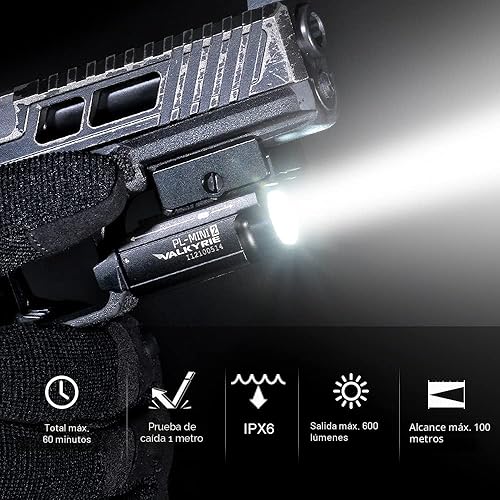 Miniatura 4 de OLIGHT PL-Mini 2 Valkyrie - Linterna táctica compacta de 600 lúmenes, magnética y recargable por USB con carril ajustable, linterna táctica con LED
