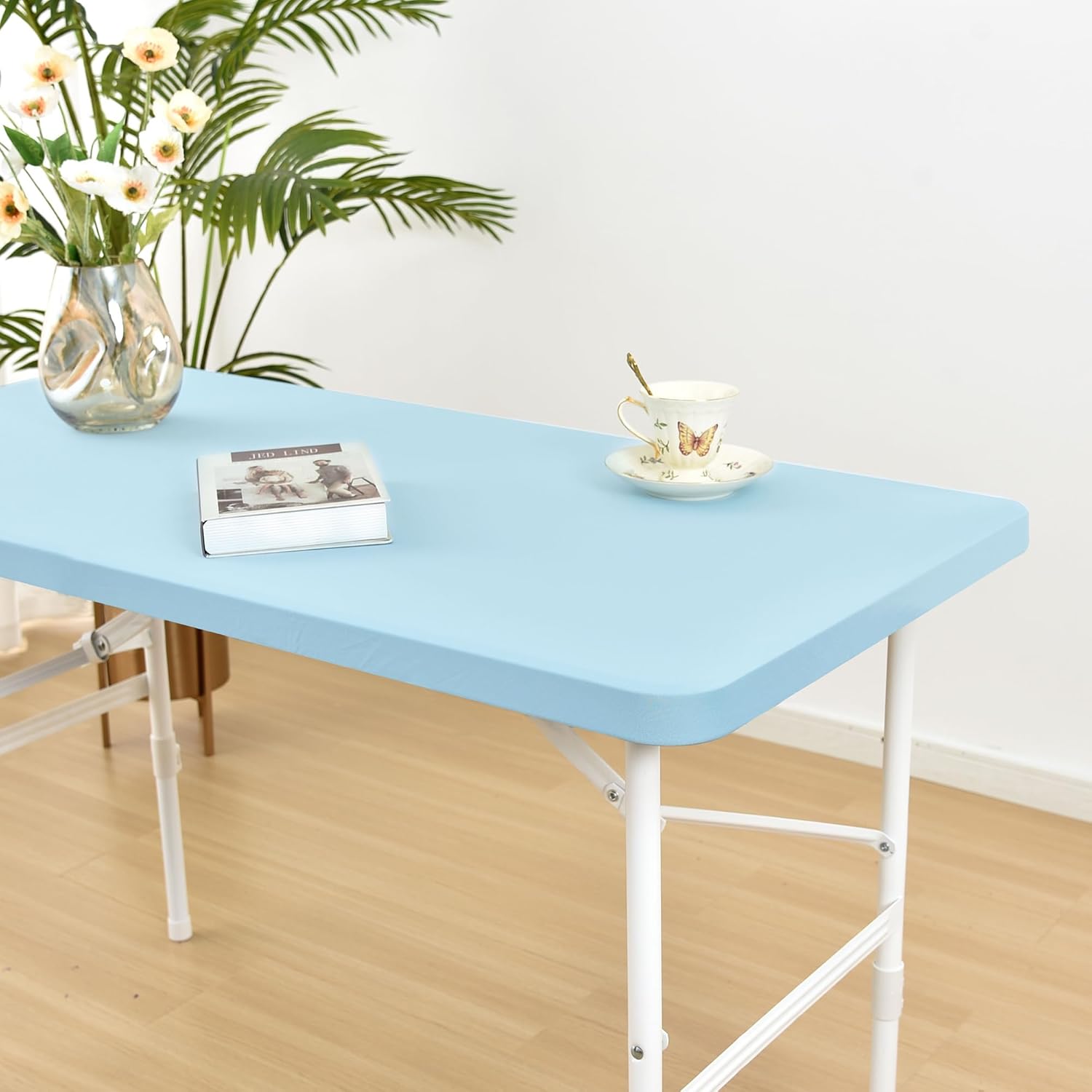 Monibana Fitted Elastic Tablecloths for 4ft Rectangle Tables, Spandex Stretch