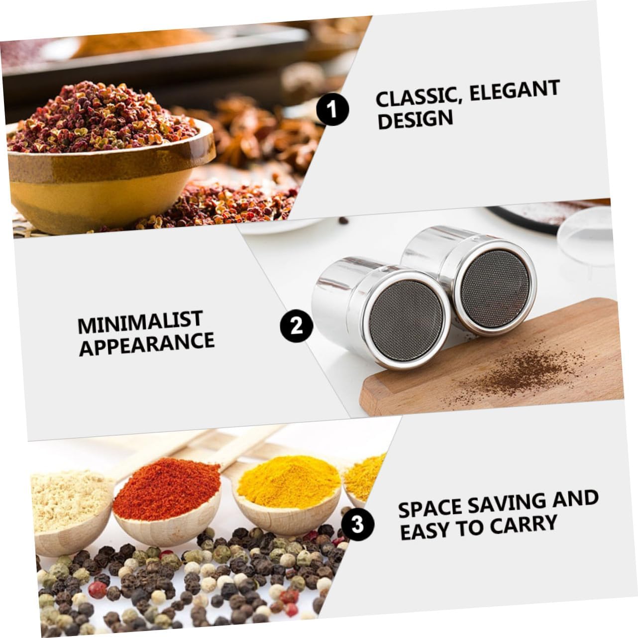 Stainless Steel Spice Shaker Powder Container Kitchen Sugar Salt Pepper Sprinkler for Baking Decorating Cakes Cupcakes Condiment Sprinkler