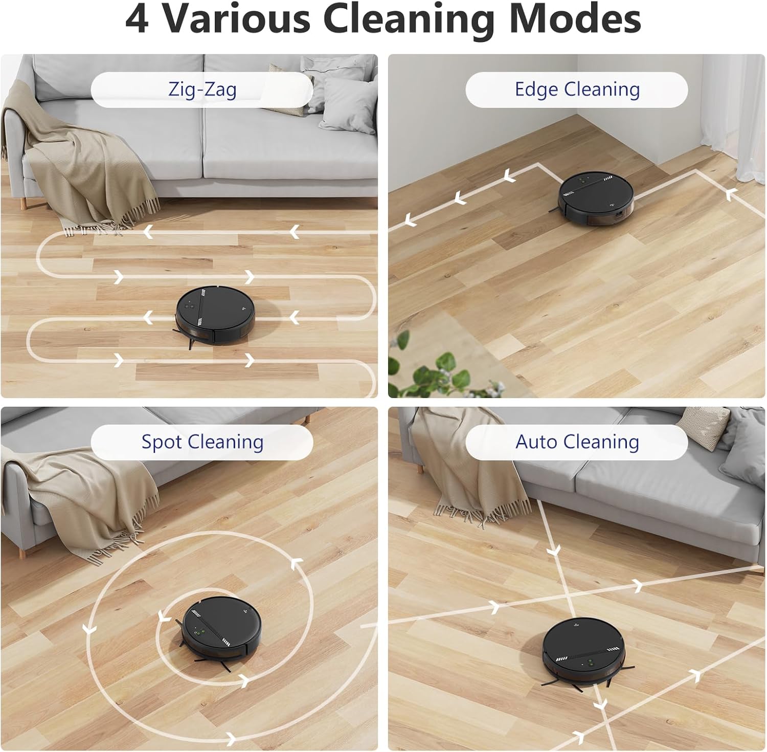 Robot Vacuum Cleaner, Smart Robotic Vacuum Wi-Fi Connected, App Control, Compatible with Alexa and Google Assistant, Automatic Self-Charging Robot Vacuum Perfect for Pet Hair, Carpets and Hard Floors