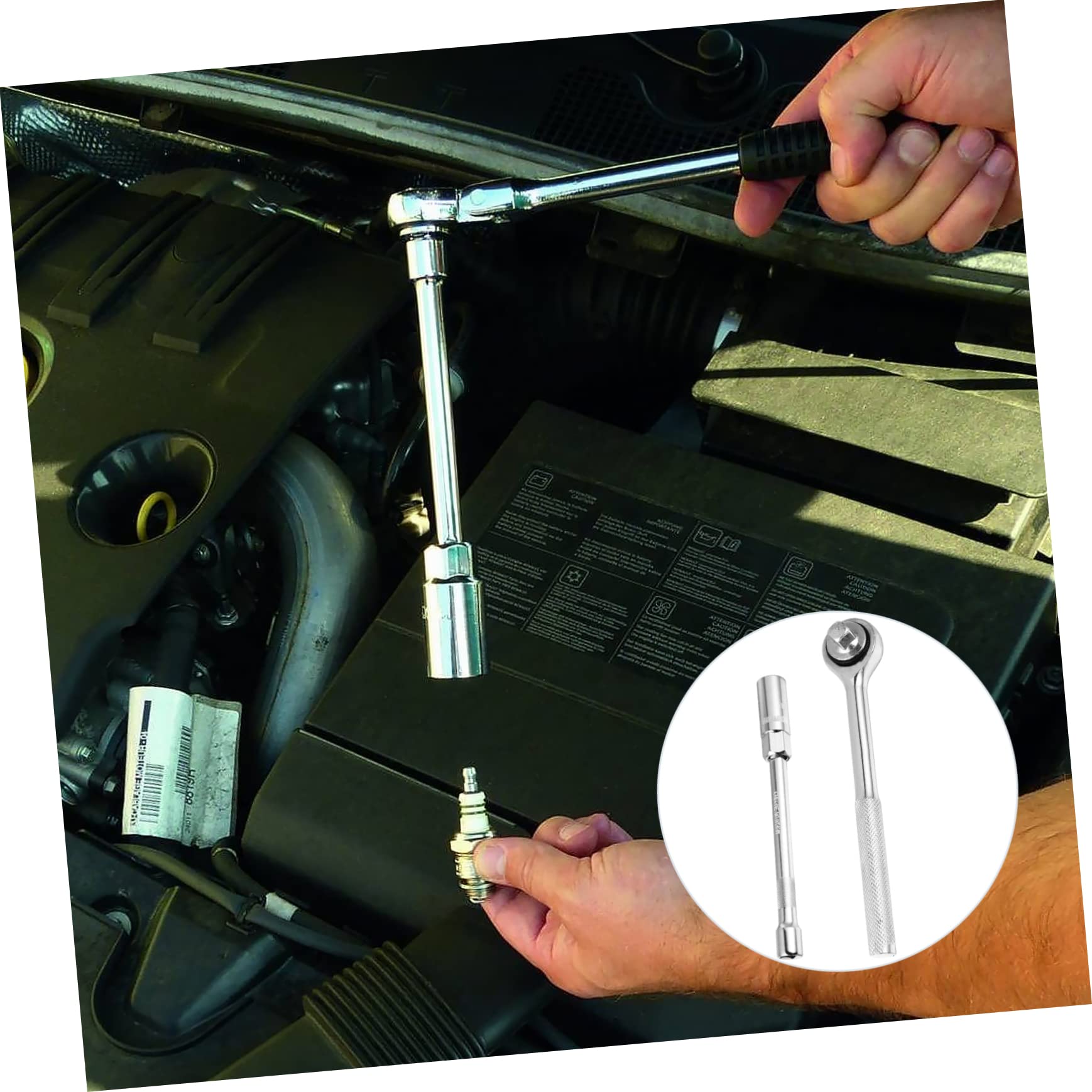Llave de Bujías de 21mm, Acero al Carbono Alto, Juego de 3 Piezas | Acabado Cromado Plata, Uso Sencillo, para Coche y Enchufe, Herramienta de Tubo para Extracción E Instalación