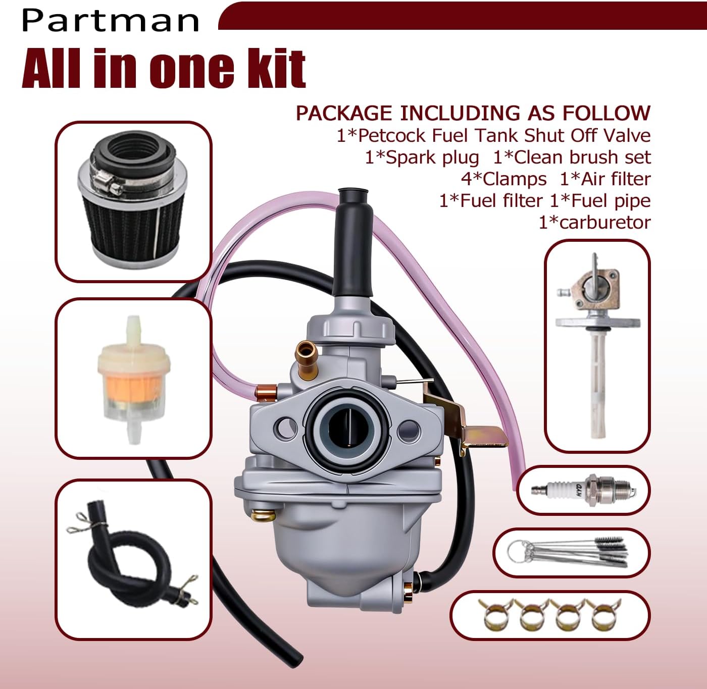 Carburetor Fit for Honda Mini Trail Z50R Z50 Z50A XR50 Motorcycle | with Air filter and Fuel Petcock Vavle