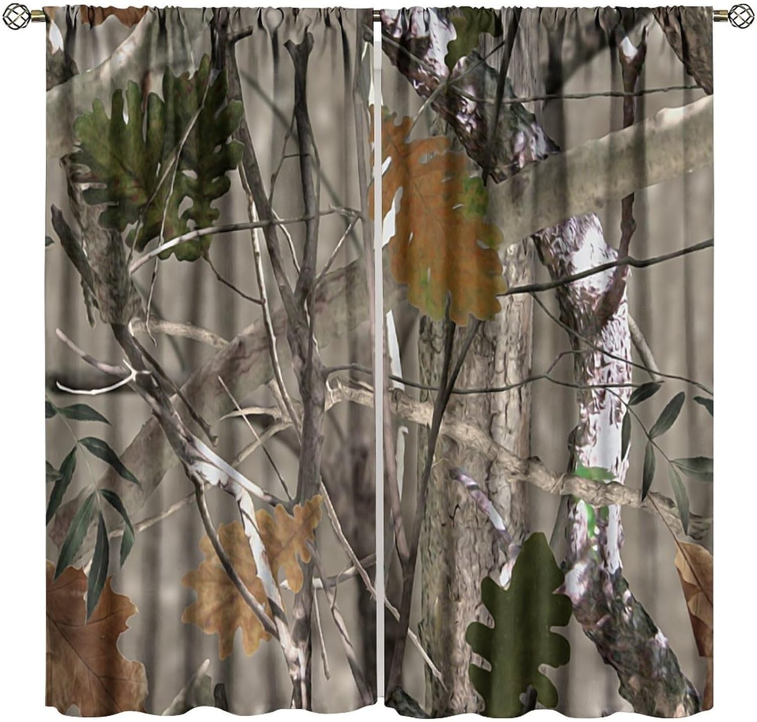 Camo Hunting Curtains,Realistic Branches Leaves Camouflage Pattern Blackout Rod Pocket Window Drapes for Bedroom Living Room Kitchen 42x54 Inch