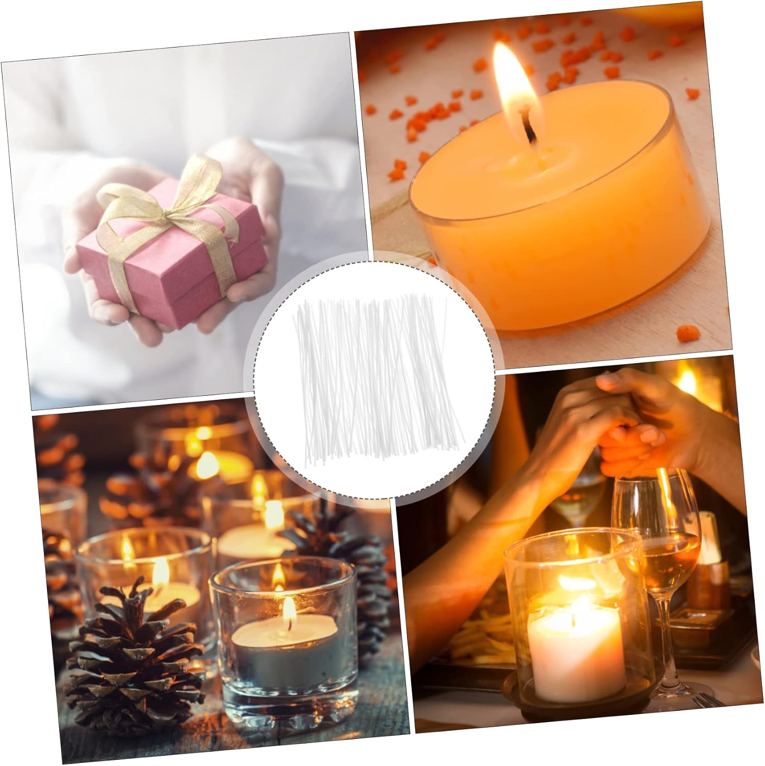 TEHAUX Candle Making Accessories: 100pcs Cotton Wicks Long Compact for Paraffin Beeswax Candles
