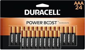 Duracell Coppertop AAA Batteries with Power Boost Ingredients, Triple A Batteries, 24 Count (Pack of 1) for Household and Office Devices, Alkaline AAA Battery