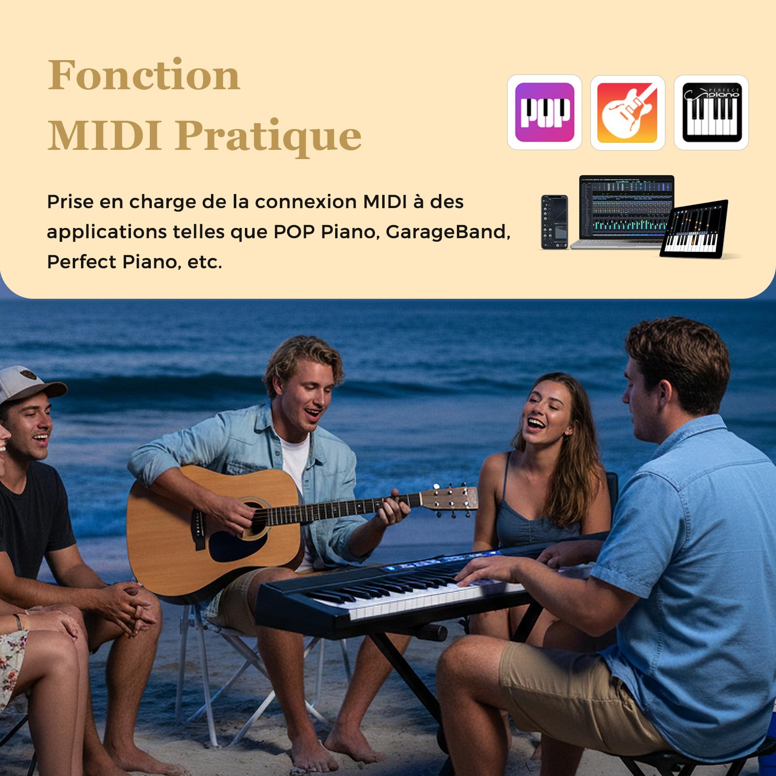 COSTWAY Piano Numérique 88 Touches avec Tabouret et Support Réglable, Clavier Piano Taille Complète avec Casque et Pupitre, 2 Haut-parleurs, Fonction MIDI, 128 Sons 128 Rythmes pour Débutants (Noir)