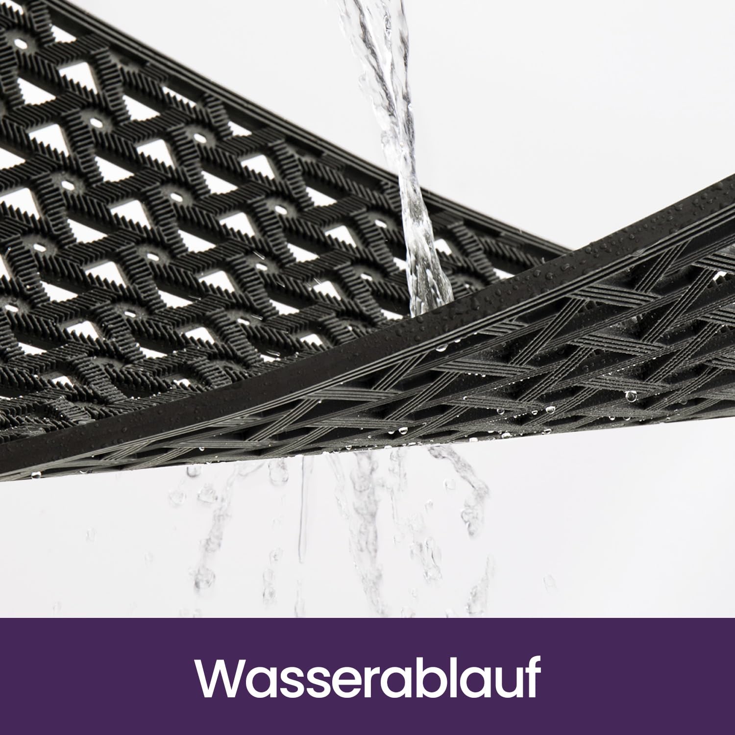 DEXI Fußmatte Außen 48,5 x 75 cm, rutschfeste Schmutzfangmatte mit Drainagelöchern, Wasserdicht & Wetterfest, Robuste Türmatte für Haustür, Eingang, Terrasse & Balkon, Schwarz