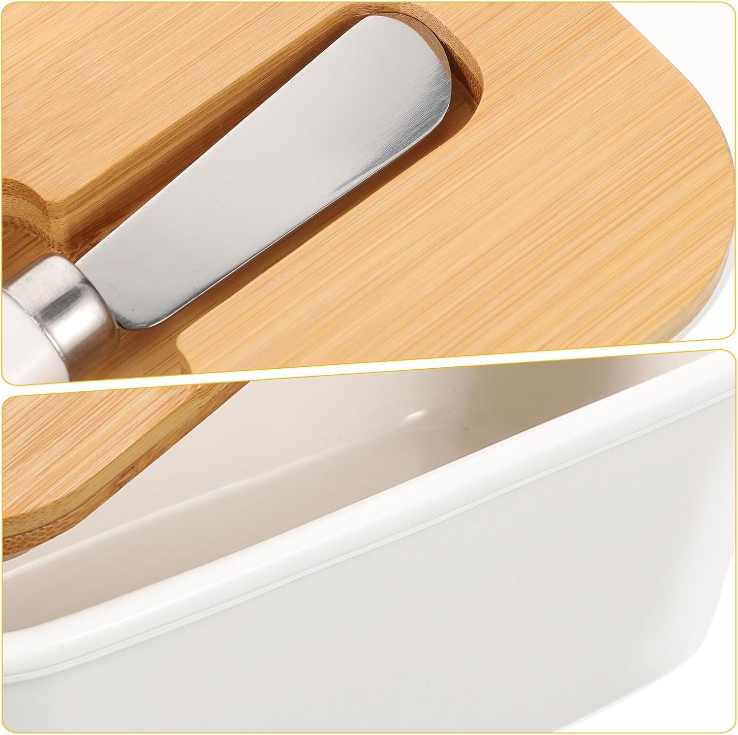 Ceramic Butter Dish with Cutter and Airtight Lid Porcelain Butter Container for Refrigerator Freshness Holder Storage Box Kitchen Countertop Organizer