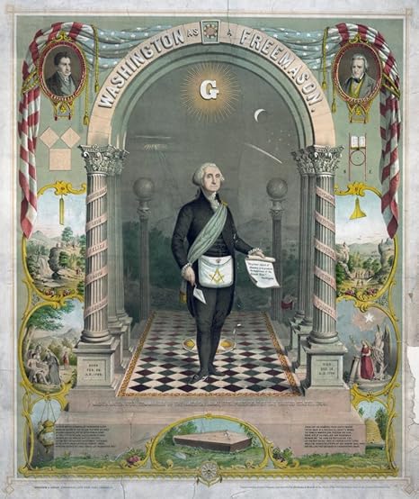 Amazon Com George Washington N 1732 1799 First President Of The United States Washington As A Freemason In Masonic Attire Holding A Scroll And Trowel With Portraits Of The Marquis De Lafayette And Andrew Jackso