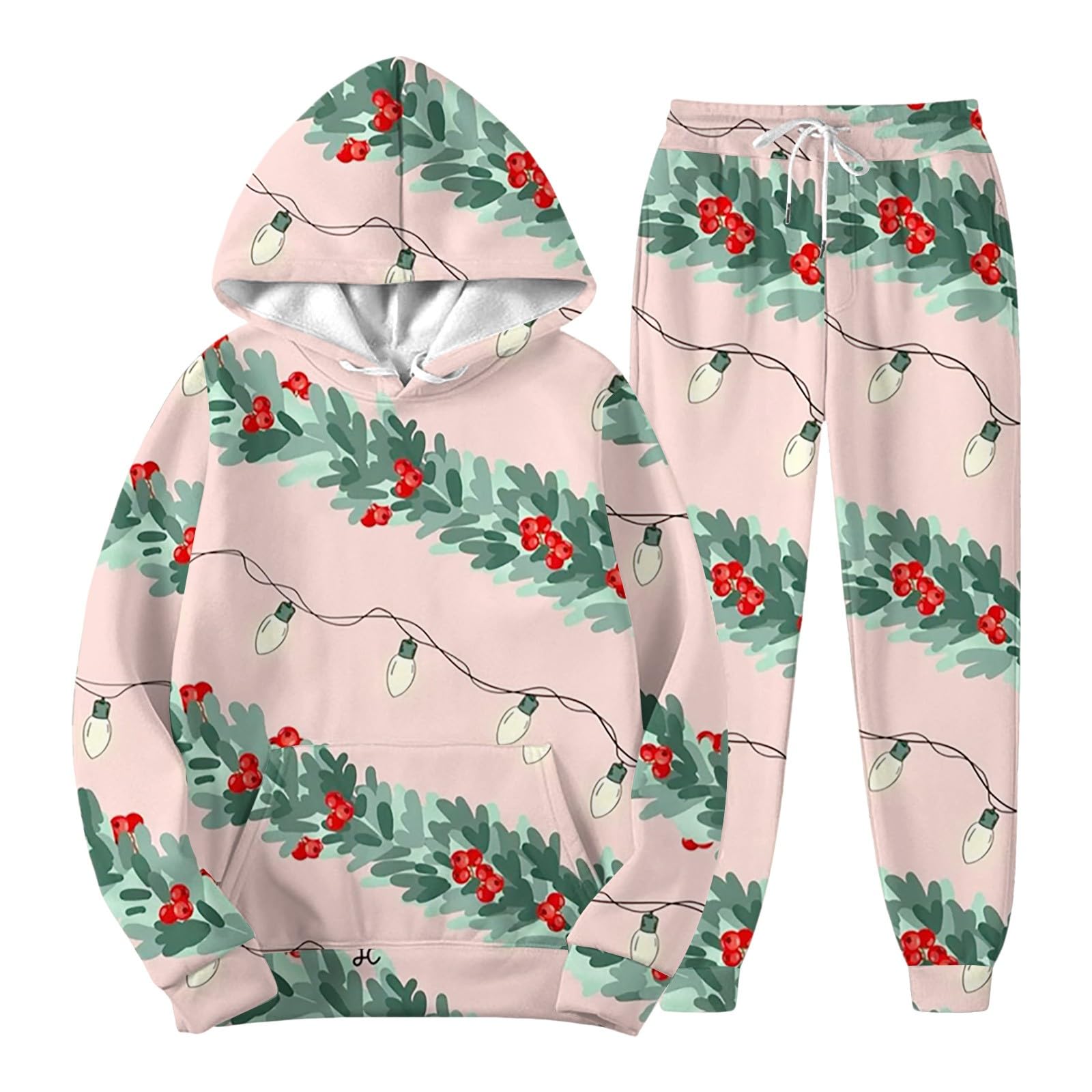 2 szt. Świąteczne stroje męskie śmieszne błyszczące choinki kombinezony oversize brokat bluzy z kapturem z długim rękawem i spodnie dresowe zestaw do biegania wakacje sport siłownia kostiumy