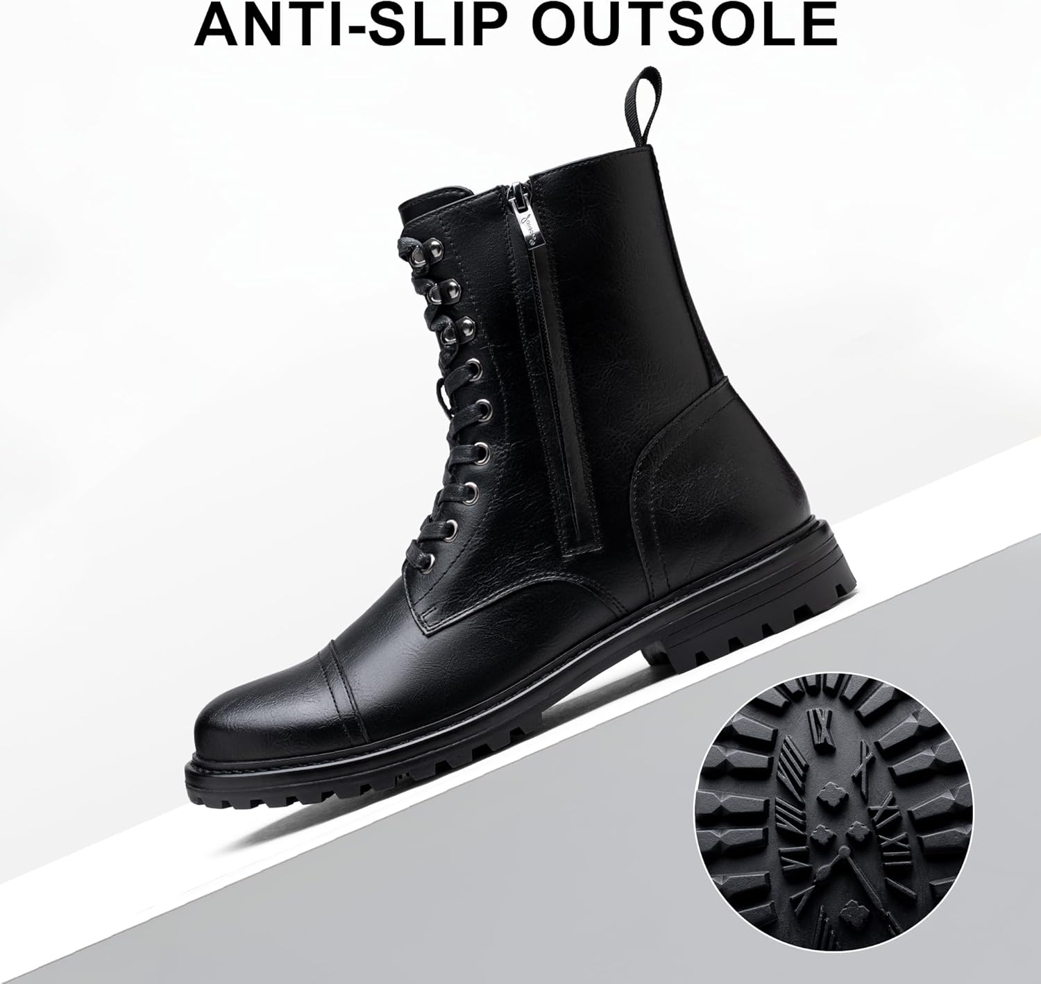 Jousen Mens Boots High Top Motorcycle Boots Fashion Zipper Dress Boots for Men - Image 4