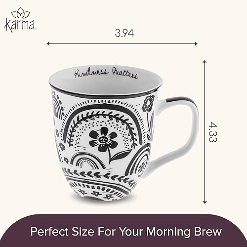Miniatura 5 de Karma Gifts - Taza bohemia de 16 onzas en blanco y negro, diseño de arcoíris, bonita taza de café y té, tazas de café de cerámica para mujeres y