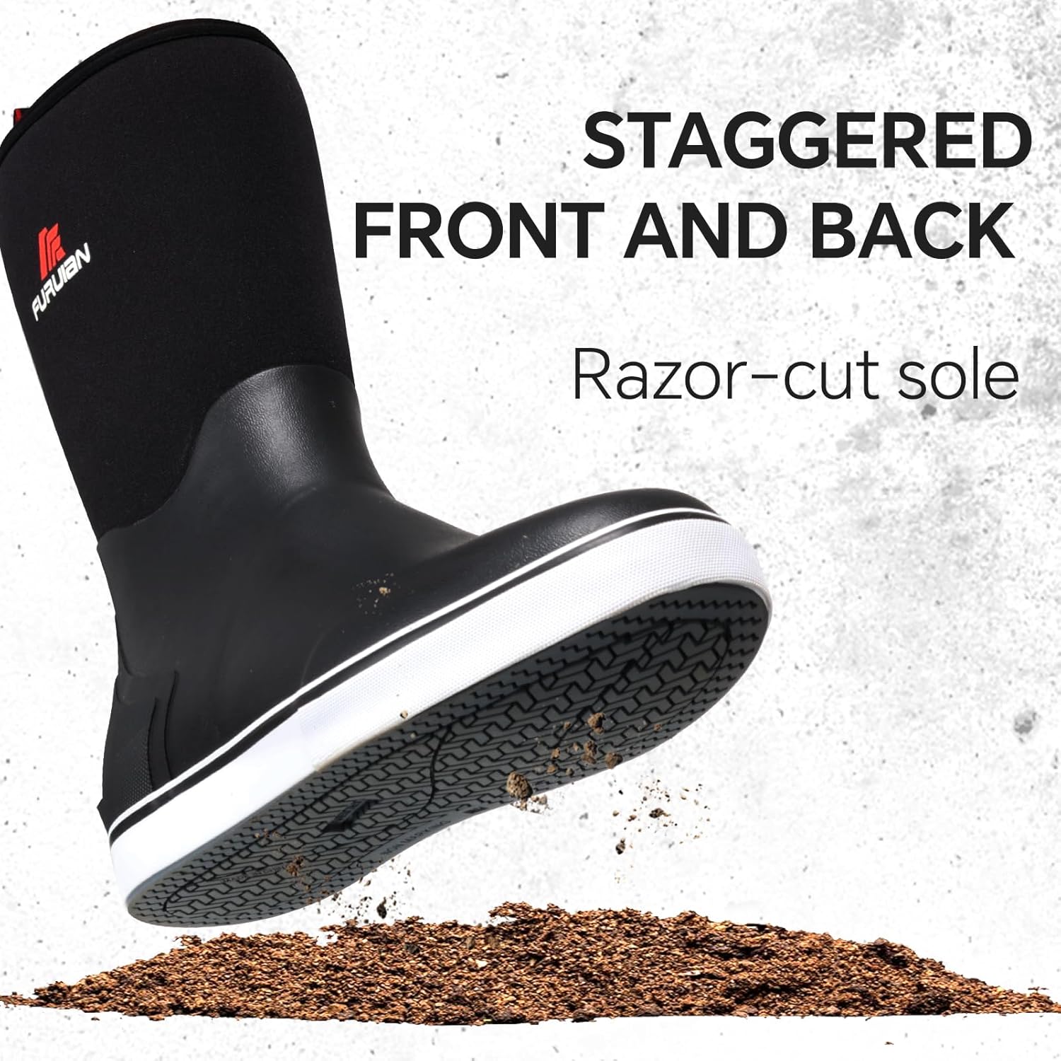 Furuian Men's Deck Boots Mid Calf Fishing Boots Rubber Boots for Men Waterproof Work Boots Longshore Durable Anti Slip Rain Boots - Image 4