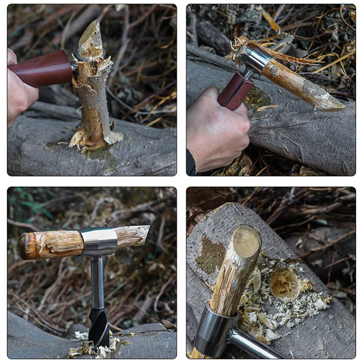 Llave manual de barrena Scotch Eye Auger, juego de brocas multiusos, herramienta de supervivencia de arbustos de campo taladro manual con funda, para acampar y mochilero al aire libre
