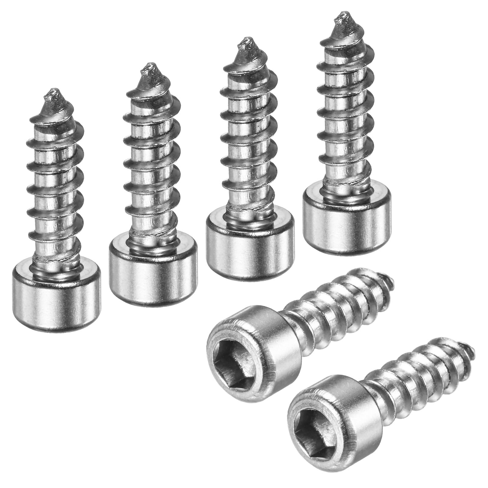 M METERXITY 100-Pack Hex Socket Head Cap Self-Tapping Screw, M6x20mm Stainless Steel Hex Drive Self Tapping Point for Furniture/Machinery/DIY Projects, Hexagon Drilling Screws
