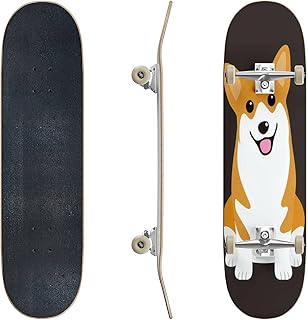 Skateboards Welsh Corgi Pembroke Dog are Sitting on The Ground Stock Illustration Classic Concave Skateboard Cool Stuff Teen Gifts Longboard Extreme Sports for Beginners and Professionals