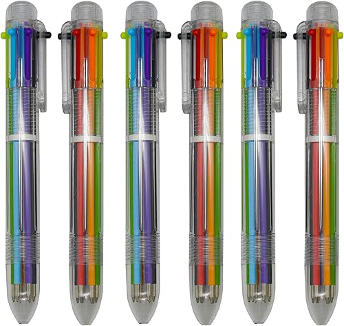 Maydahui 12 bolígrafos multicolor 6 en 1 retráctiles, barril transparente para estudiantes de oficina y escuela