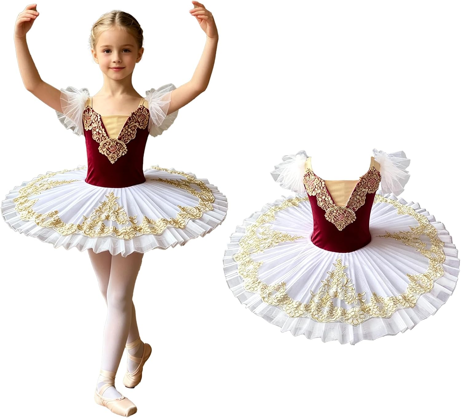 Shinsto Girls Ballerina Dancewear Ballet Tulle Tutu Princess Dance Dress for Figure Skating Dancing Performance