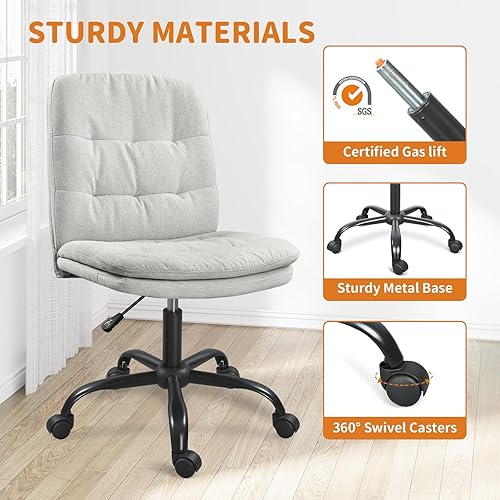 Miniatura 6 de Silla de escritorio para oficina en casa cómoda, silla cruzada sin brazos con ruedas, silla de tocador, sillas de oficina, giratorias, altura