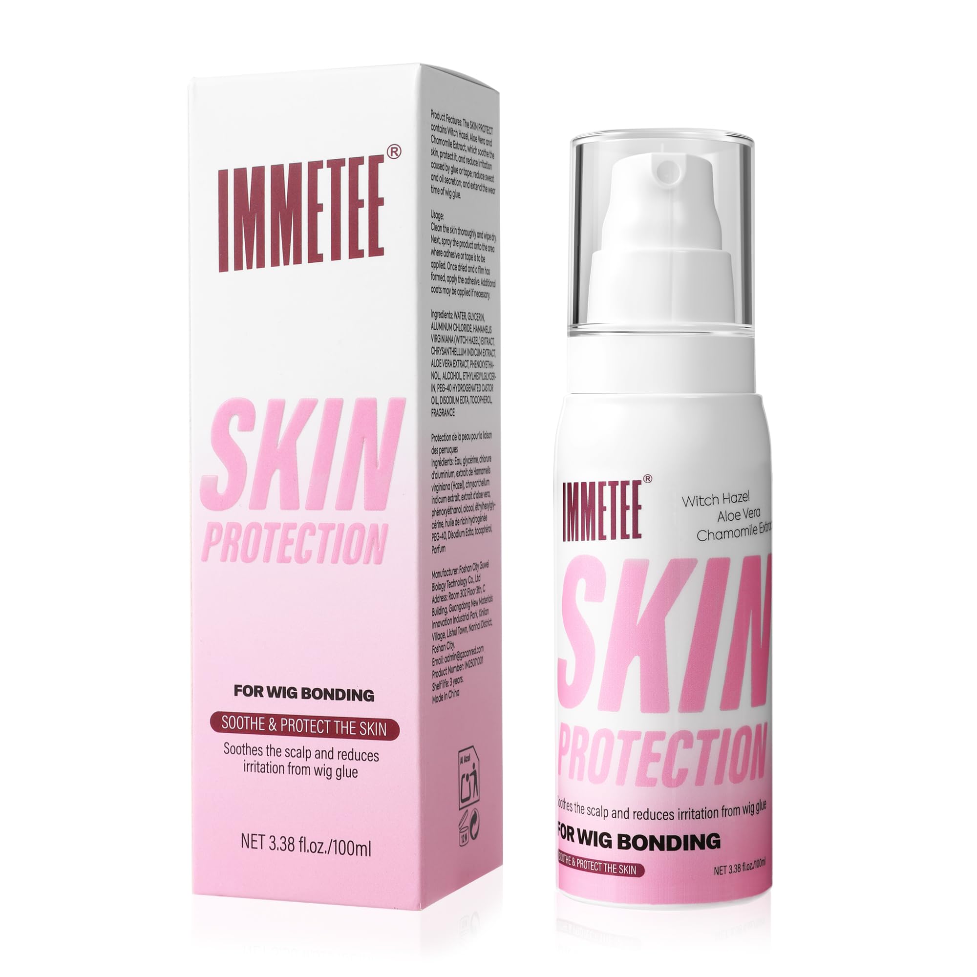 immetee Wig Bond Protección para la piel, pegamento para pelucas, protector del cuero cabelludo para pegamentos para pelucas de encaje y adhesivos capilares. 100 g/3,38 fl. oz.