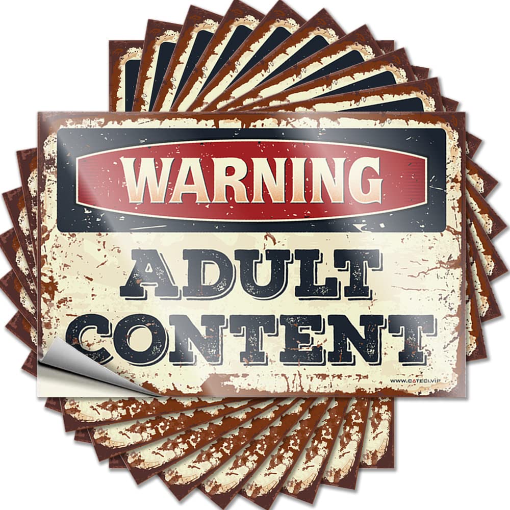 Toolbox Stickers and Decals Warning Adult Content Funny Sticker 10 Pcs Car Window Stickers Men Decor(12X18CM)