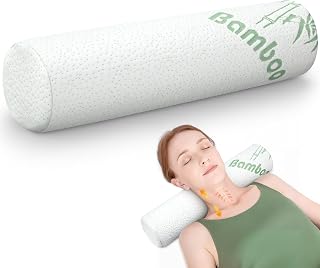 Bucherry 1 Pcs Cervical Neck Roll Memory Foam Pillow Cylinder Bolster Pillow for Bed Round Neck Support with Removable Washable Cover for Sleeping Travel Yoga Legs Back Lumbar (18 x 4 Inches)