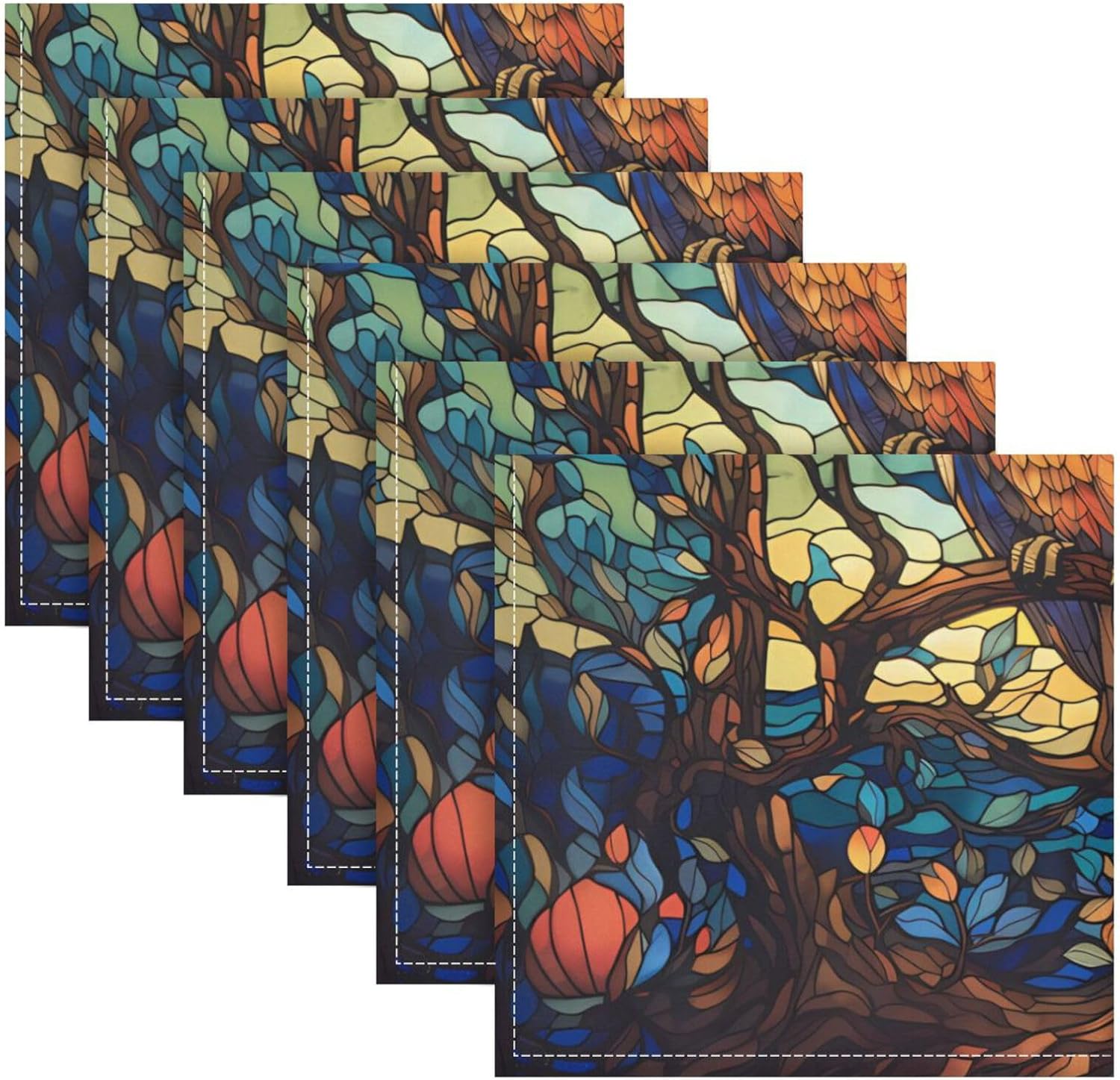 ALAZA フクロウ モザイク布ナプキン 4枚セット 20x20インチ 洗濯可能 再利用可能 デコパージュ ディナーパーティー 日常