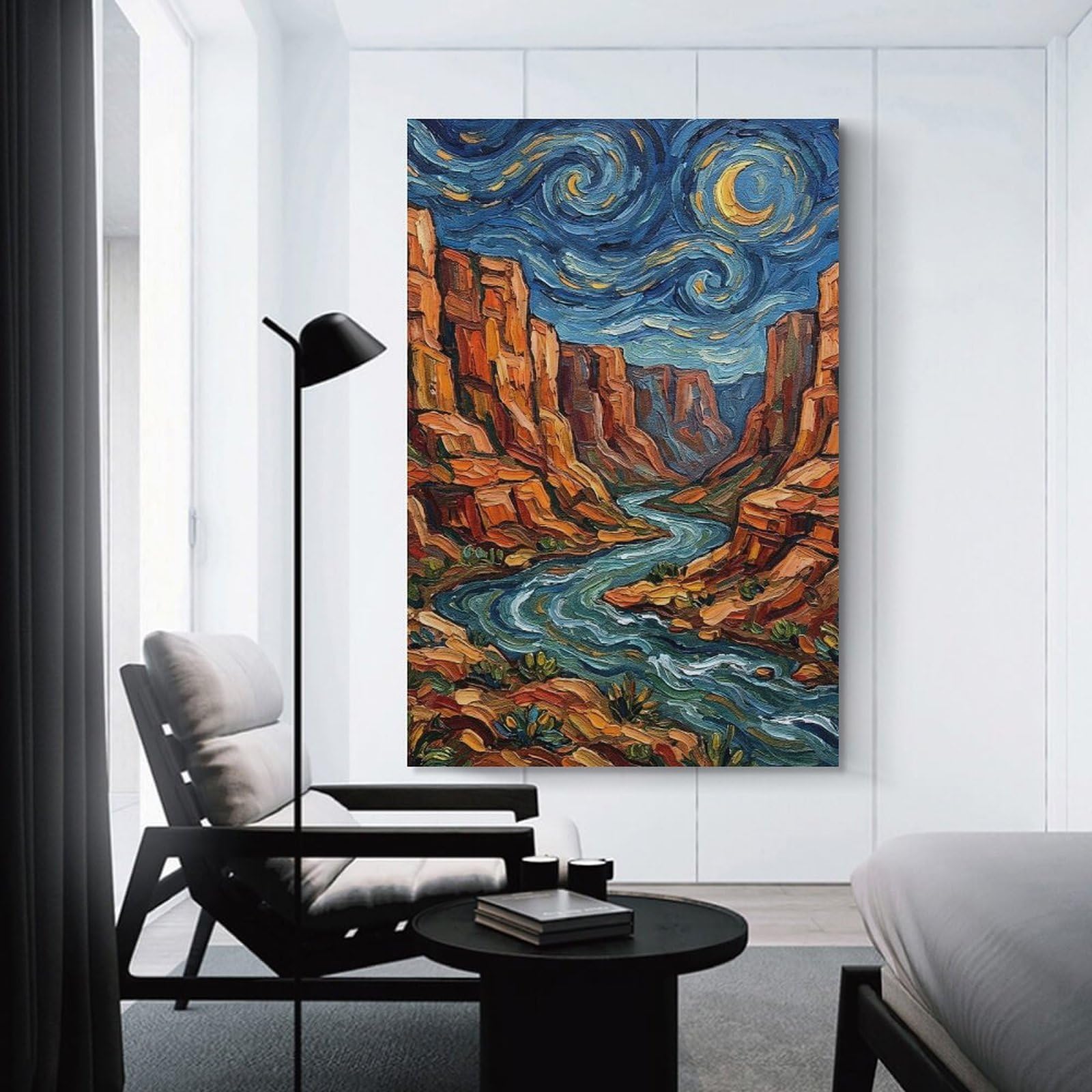 Junmoney Grand Canyon Impressionist Painting Canvas Wall Decor, 24x36inch(60x90cm), for Bedroom, Guest Room Or Reading Nook, Canvas Wall Decor for Personal Spaces