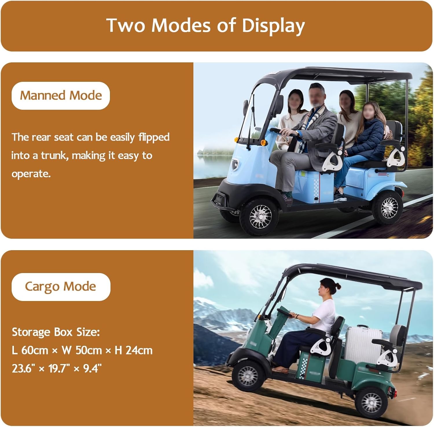4 Passenger Mobility Scooter, Electric Golf Cart for Adults, 650W Differential Motor, Perfect for Golf Hunting Scenic Spots Hotels Beaches Schools and Farms