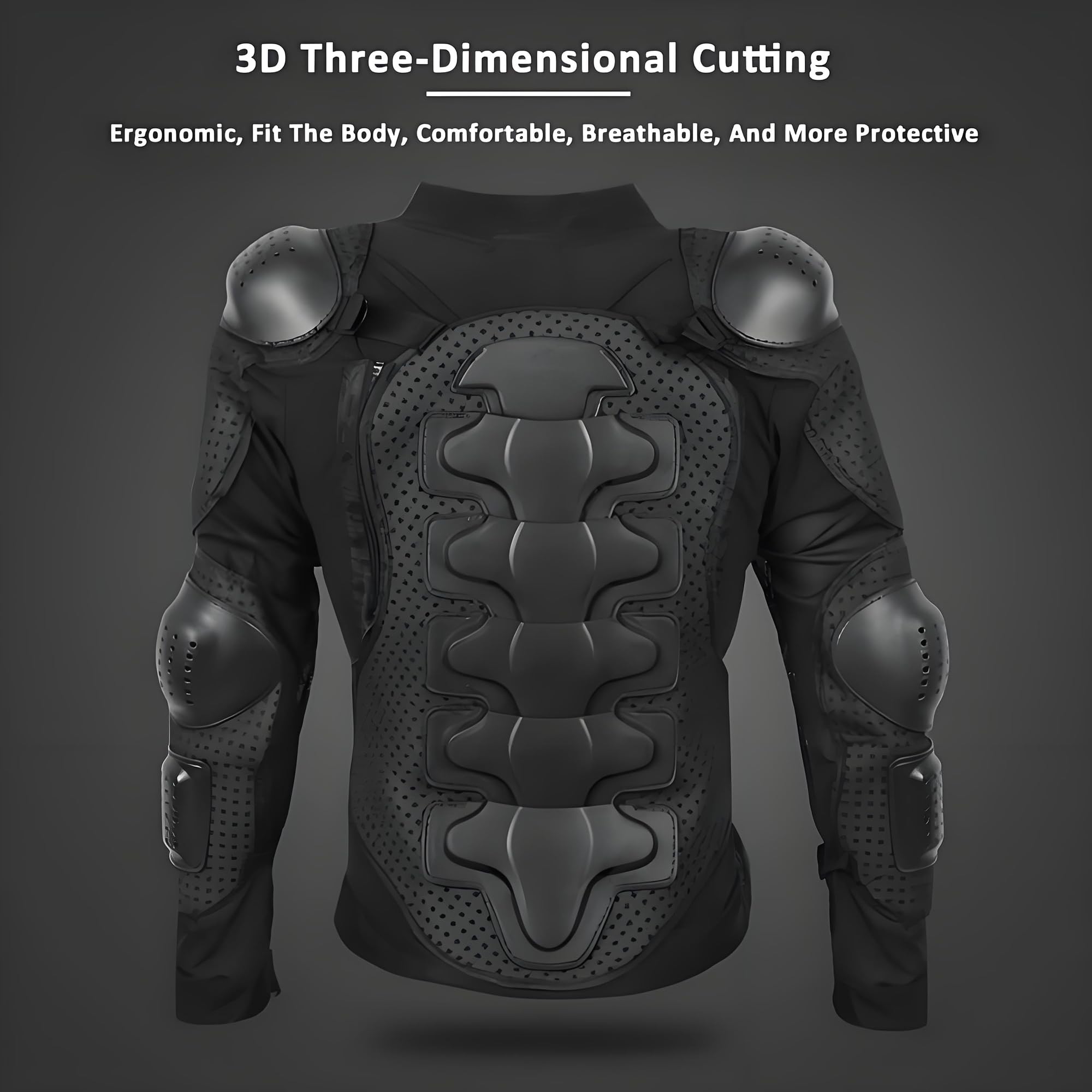 Motos Coraza Protector Chaleco Armadura Peto de Motocross Montaña Ciclismo Patinaje Snowboarding con Protección de Pecho y Espalda Negro 2XL