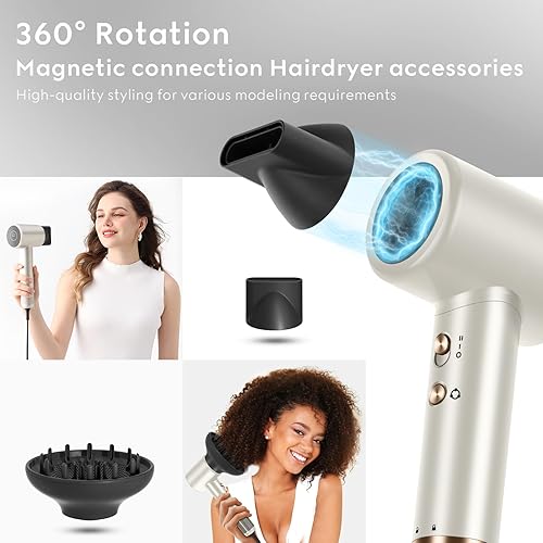 Miniatura 6 de PARWIN PRO BEAUTY - Secador de pelo, 110, 000 rpm, secador de alta velocidad con difusor, pantalla fríacuidadoseco y 200 millones de iones