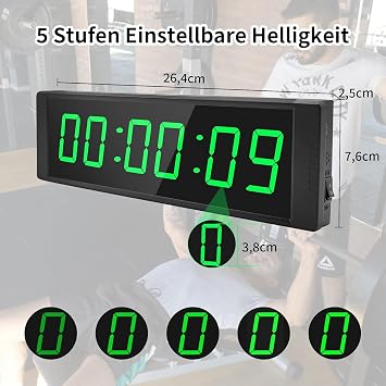 Gym Timer Clock for Home Gym, Interval Timer with Start/Stop Button &Remote