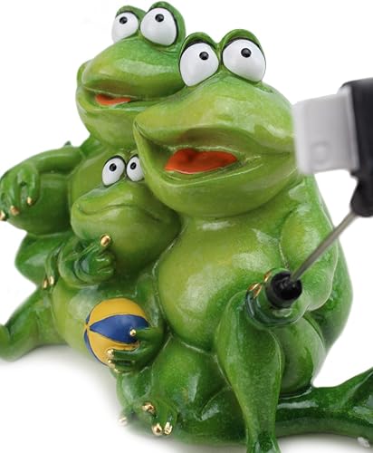 Miniatura 4 de We pay your sales tax Figuras divertidas de familia de ranas ~ Familia de ranas para papá, mamá y niño tomando selfies estatua de mesa para