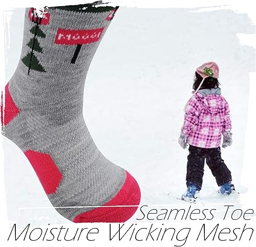 Miniatura 2 de HIGHCAMP 2 Pairs Kids Merino Wool Ski Snowboard Socks Boy Girl Toddler Winter Snow Socks