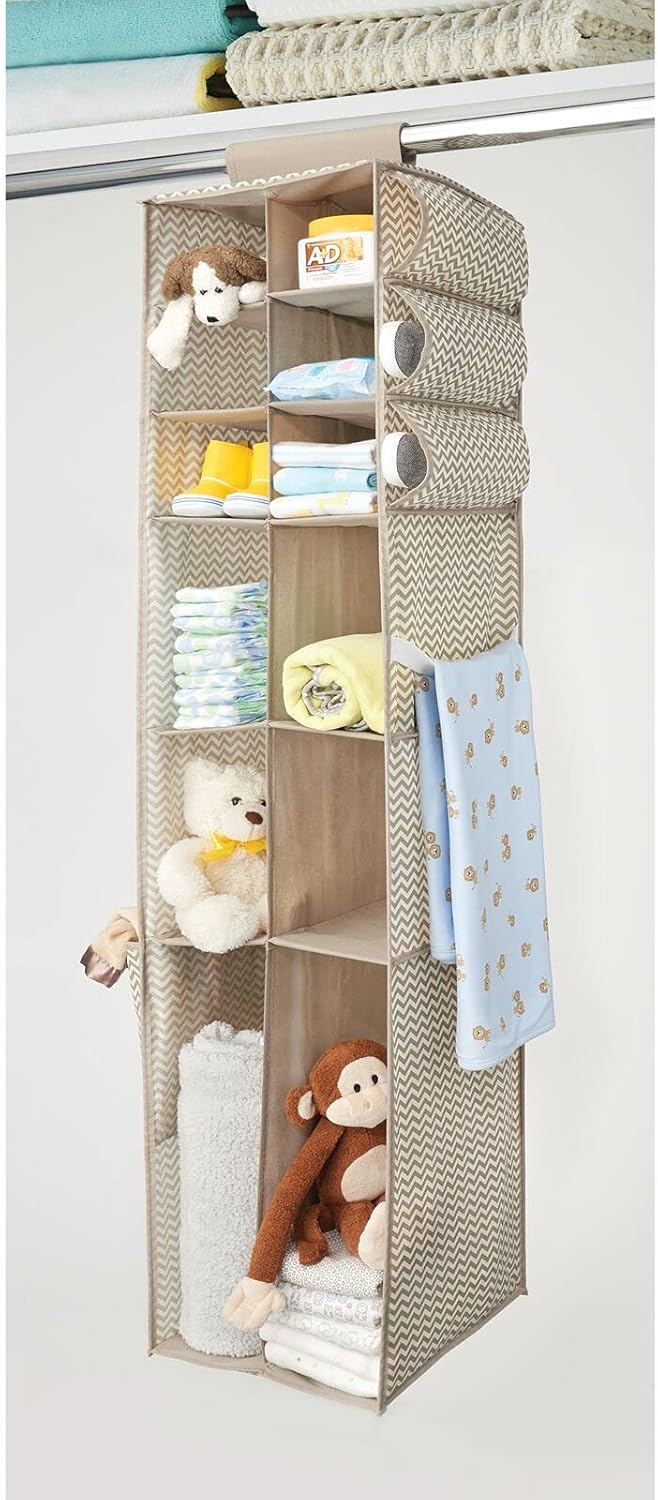 mDesign Hanging Toy Storage Baby Wardrobe Organiser Storage System