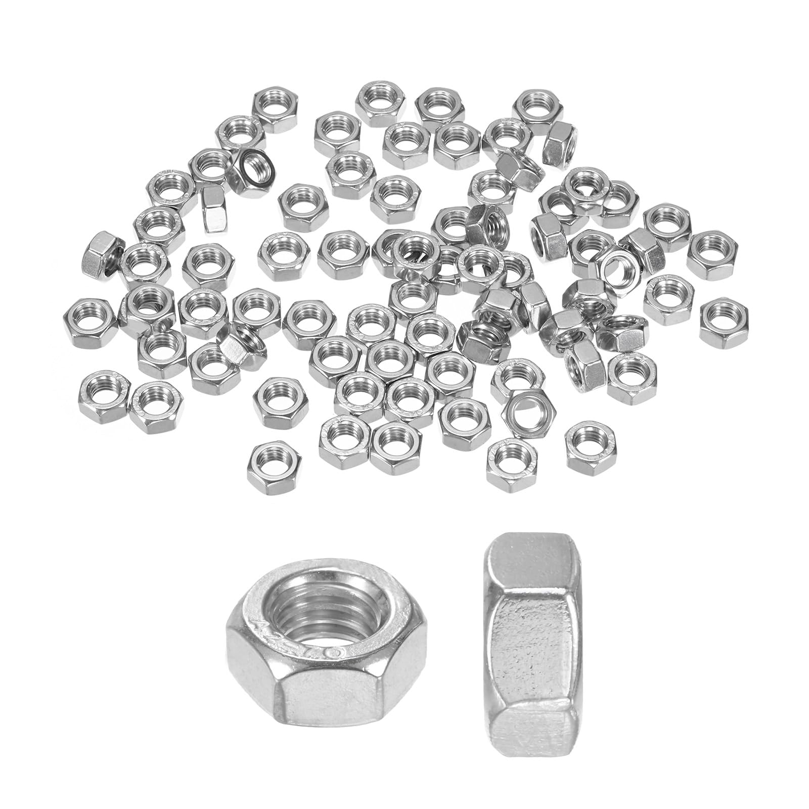M METERXITY 100-Pack Metric Hex Nuts M8 x 1.25mm Thread Stainless Steel Hexagon Nut Hex Nut Metric Nuts for Machinery/Automotive/Repair/Industrial