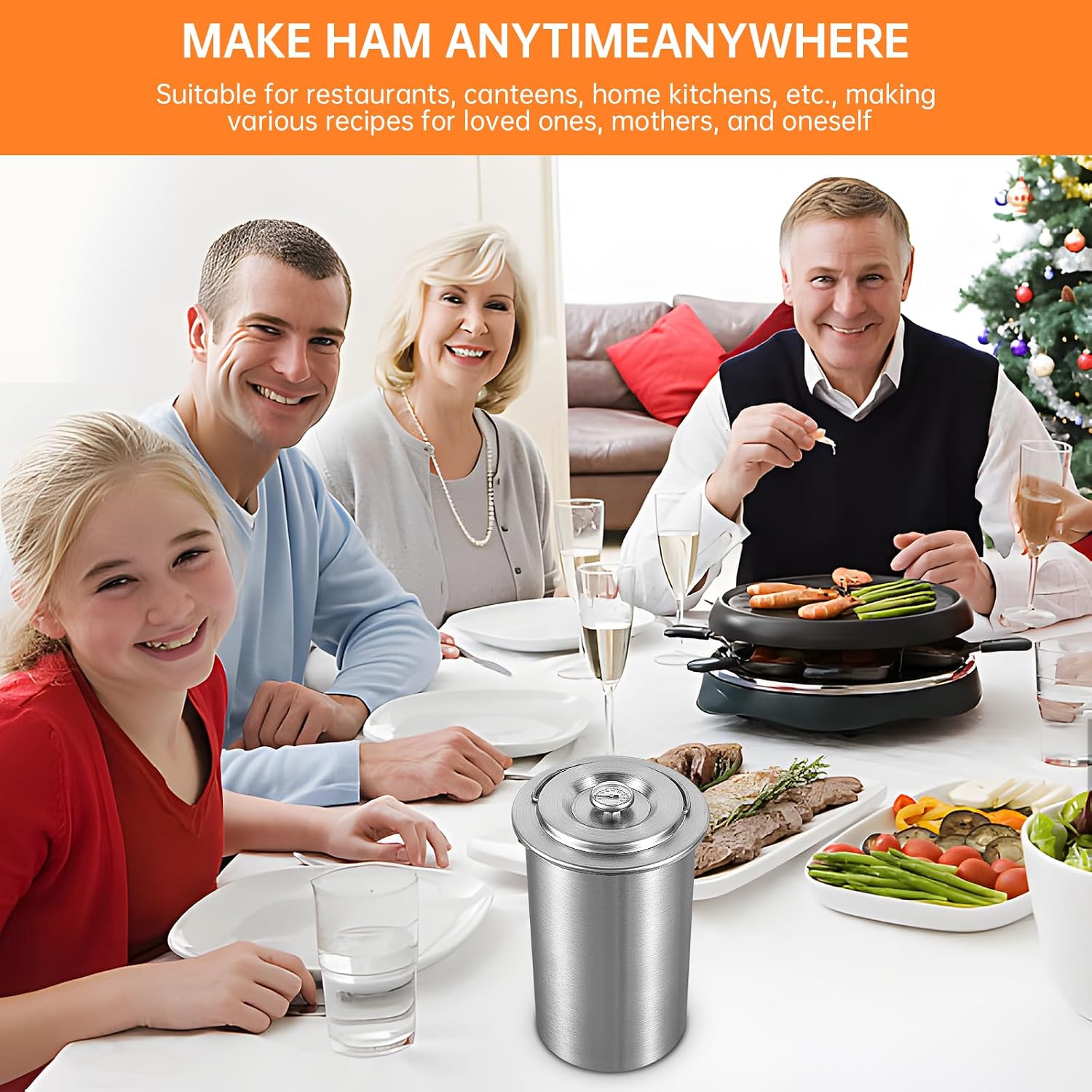 304 Stainless Steel Ham Press Maker,Meat Press Cooker, Multifunctional Round Shape Homemade Deli Meat Press Marker Machine for Meat Pork Seafood Beef Fish Poultry (A)