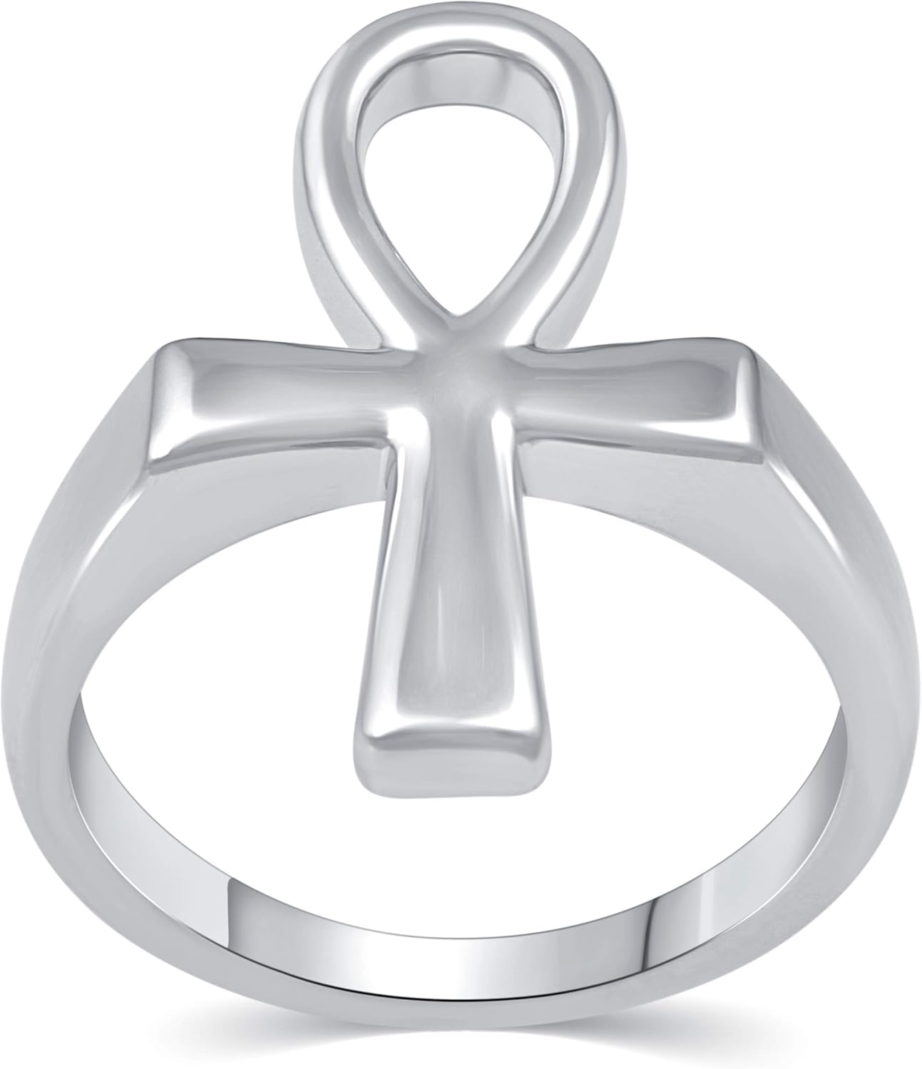 Egyptian Ankh Cross Eternity Ring in 925 Sterling Silver
