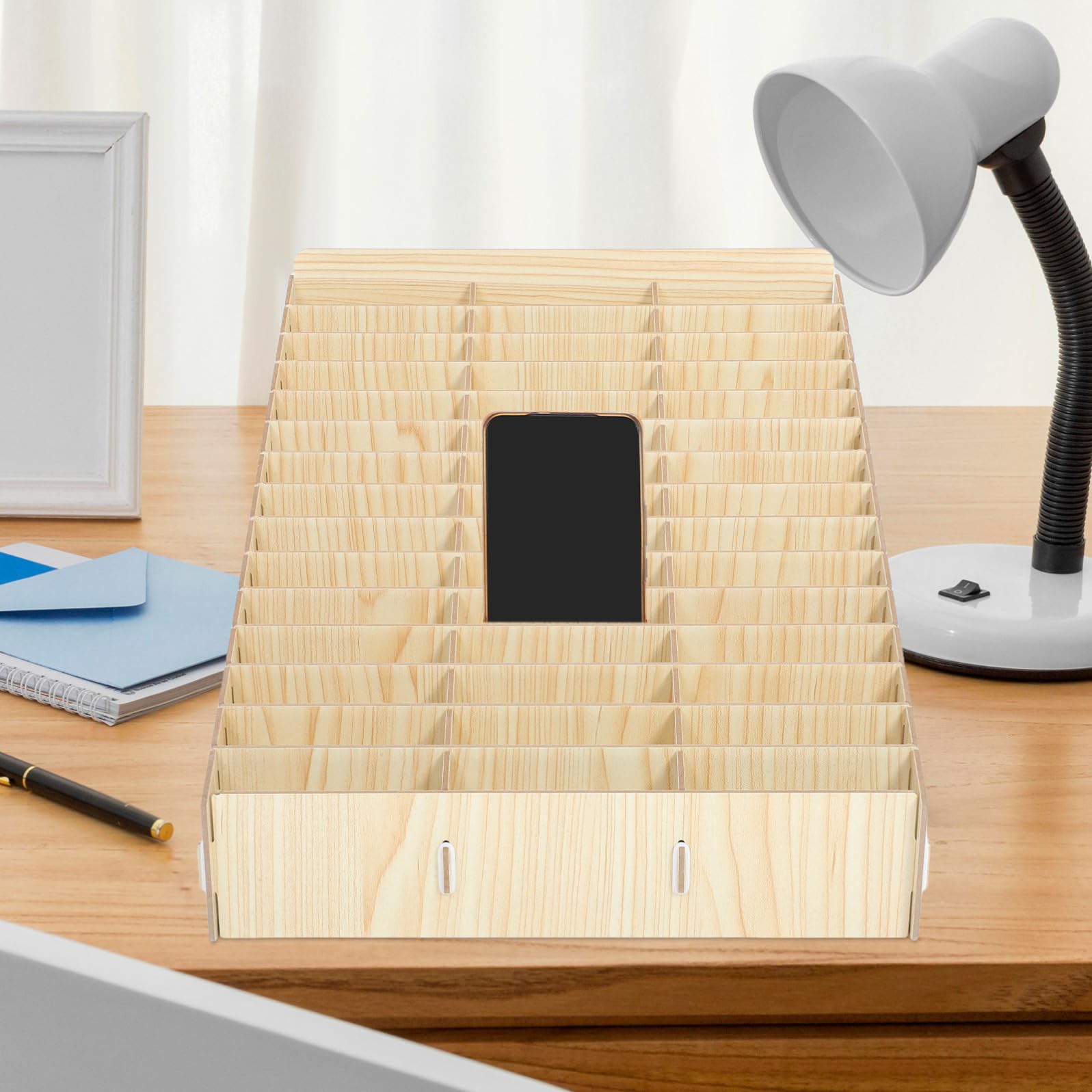 VOSAREA Organizer Multifunzionale in Legno per Telefono e Cassetta Portaoggetti, come Organizzatore di Stoccaggio Scolastico Ufficio, per Back To School Party